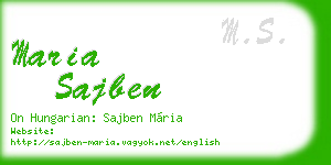 maria sajben business card